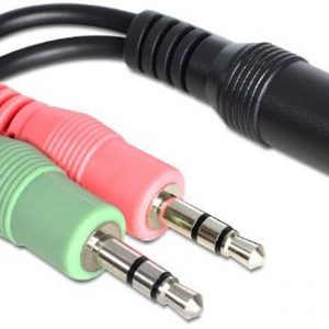 DELOCK Adapterkabel Klinke 3,5 mm 4 Pin Bu maggiore di 2x 3,5 mm Klinke St