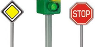 Dickie Toys 203341000 - City Light, batteriebetriebene Ampel mit zwei Verkehrszeichen, 12 cm
