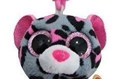 Carletto Ty 36616 - Tasha Clip Leopard mit Glitzeraugen Glubschi's Beanie Boo's, 8.5 cm, pink-grau