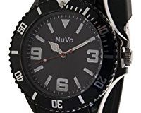 Nuvo - NU13H01 - Unisex Armbanduhr - Quartz - Analog - Schwarzes Zifferblatt - Schwarzes Armband aus Silikon - Modisch - Elegant