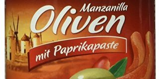 Kattus Manzanilla Oliven mit Paprikapaste, 4er Pack (4 x 200 g)