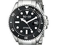 So &Co Men'Yacht Club New York Herren Quarzuhr mit schwarzem Zifferblatt Analog-Anzeige und Silber-Edelstahl-Armband 5025.1