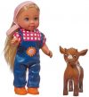 Simba 105737108 - Evi Love Puppe mit Latzhose und Farm Tier, 2-sort.