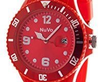 Nuvo - NU13H09 - Unisex Armbanduhr - Quartz - Analog - Rotes Zifferblatt - Rotes Armband aus Silikon - Modisch - Elegant - Styli