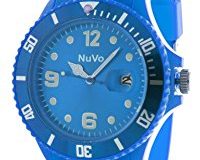 Nuvo - NU13H08 - Unisex Armbanduhr - Quartz - Analog - Blaues Zifferblatt - Blaues Armband aus Silikon - Modisch - Elegant - Sty