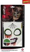 Smiffys, Damen Tag der Toten Zombie Make-Up Set, Gesichtsfarbe und Applikatoren, Bunt, 44915