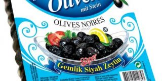 Baktat Gemlik Schwarze Oliven m. Stein super, 1er Pack (1 x 400 g Packung)