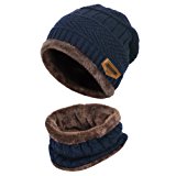 Vbiger Wintermütze Warm Beanie Strickmütze und Schal mit Fleecefutter (Blau-Neu): Amazon.de: Bekleidung