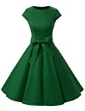 Dressystar Damen Vintage 50er Cap Sleeves Dot Einfarbig Rockabilly Swing Kleider: Amazon.de: Bekleidung