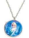 Disney 755702 - Frozen Halskette mit halber Schneekugel Durchmesser 3.5 cm als Anhanger und Elsa Motiv in Geschenkpackung 8 x 2.