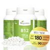 Vitamin B12 1.000 &micro,g, B6 + Fols&auml,ure | 180 Tabletten | Sinnvolle B-Vitamin Kombination | Hochdosiert | Methylcobalamin