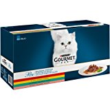 Purina Gourmet Perle Erlesene Streifen mit Huhn, Rind, Lachs und Kaninchen, Hochwertiges Nassfutter f&uuml,r Katzen (60 x 85g Po