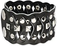 SilberDream Herren-Lederarmband schwarz mit Nieten Echtleder LAC162S