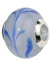 Pasionista Unisex-Glasbeads wei&szlig, mit blauem Muster 925 Sterling Silber 607313