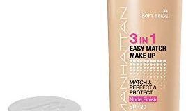 Manhattan 3in1 Easy Match Make Up, Farbe. 34 soft beige, 1er Pack (1 x 30 ml)