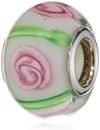 Pasionista Unisex-Glasbeads wei&szlig, mit rosa und gr&uuml,n 925 Sterling Silber 607368