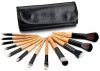 Glow 12 Piece Wooden Handle Professional Makeup Brushes in Black Case