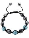 Carlo Monti Damen-Armband Shamballa aqua L&auml,nge variierbar, verschiedene Steine auf schwarzem Textilband JCM1147-592