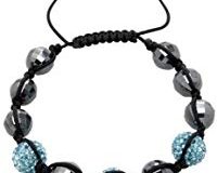 Carlo Monti Damen-Armband Shamballa aqua L&auml,nge variierbar, verschiedene Steine auf schwarzem Textilband JCM1147-592