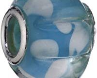 Pasionista Unisex-Glasbeads blau mit Streifen 925 Sterling Silber 607276