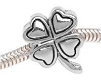 Beadaholique doppelseitig Kleeblatt Shamrock Bead, f&uuml,r Pandora, silberfarben