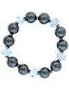 1928 Jewelry Silber Tone Blau Bead und Graue Perlenimitate Stretch 17 cm