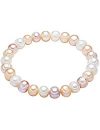 Valero Pearls Damen-Armband elastisch Hochwertige S&uuml,&szlig,wasser-Zuchtperlen in ca. 8 mm Barock wei&szlig,-apricot-flieder