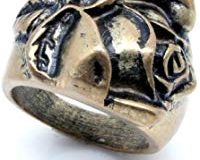 White Leaf Antiker Spiegelring, wei&szlig,e Bl&auml,tter, Bronze Rose Ring