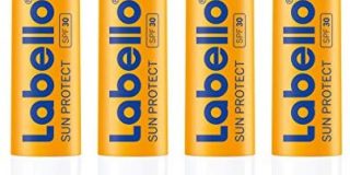 Labello Sun Protect im 4er Pack (4 x 4,8 g), wasserfester Lippenpflegestift mit Sonnenschutz (LSF 30), Lippenpflege ohne Mineral