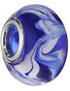 Pasionista Unisex-Glasbeads blau mit blau- wei&szlig,em Muster 925 Sterling Silber 607269