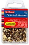 Herlitz Musterbeutelklammer, Metall, Rundkopf, 100 St&uuml,ck in H&auml,ngebox, messing