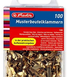 Herlitz Musterbeutelklammer, Metall, Rundkopf, 100 St&uuml,ck in H&auml,ngebox, messing