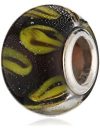 Pasionista Unisex-Glasbeads schwarz mit gelb 925 Sterling Silber 607412