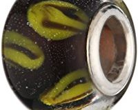 Pasionista Unisex-Glasbeads schwarz mit gelb 925 Sterling Silber 607412