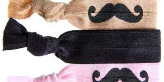 Twistband Gummizug Haarband und Haar Krawatte sortiert 3&nbsp,St&uuml,ck schwarz Schnurrbart auf Pink-Schwarz-Schwarz Schnurrbar