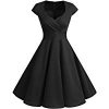 bbonlinedress 1950er Vintage Retro Cocktailkleid Rockabilly V-Ausschnitt Faltenrock