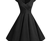 bbonlinedress 1950er Vintage Retro Cocktailkleid Rockabilly V-Ausschnitt Faltenrock