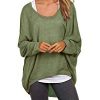 Meyison Damen Lose Asymmetrisch Sweatshirt Pullover Bluse Oberteile Oversized Tshirt Strickpullover