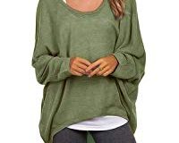 Meyison Damen Lose Asymmetrisch Sweatshirt Pullover Bluse Oberteile Oversized Tshirt Strickpullover