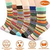 Emooqi Warme Socken, 6 Paare Mode Wolle Socken Komfort Atmungsaktive Warm Winter Damen Socken Bunte Gemusterte Stricksocken Wint