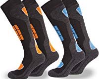 2 Paar Damen Skisocken - Snowboardsocken in verschiedenen Farben mit Polsterung | Thermosocken | Kniestr&uuml,mpfe | Wintersocke